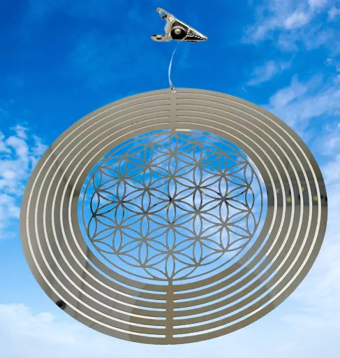 Harmonizační spirála Feng Shui z nerezové oceli 12,5 cm - Květ života