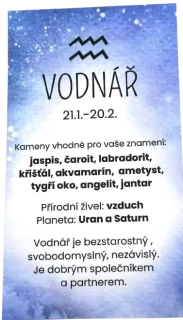 Vodnář – kartička se znamením, vlastnostmi a doporučenými kameny