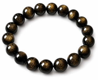 Obsidián zlatý náramek kuličky 12 mm
